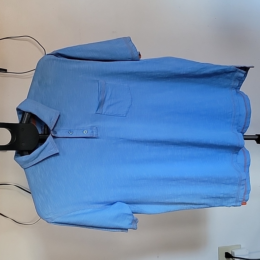 Johnston & Murphy 3 Button Pima Cotton Polo, Color Light Blue, Size L